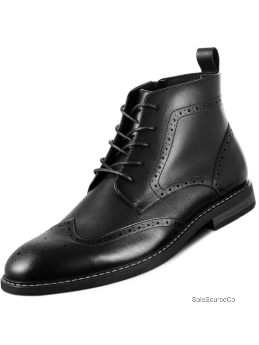 Men's Wingtip Brogue Dress Boots Faux Leather Ankle-High